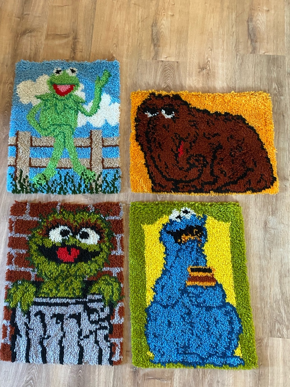Handmade Vintage Latch Hook Rugs - Wall Hangings